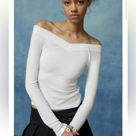 Urban Outfitters Tops - NWOT UO BDG Shannen Off-The-Shoulder Long Sleeve Tee White